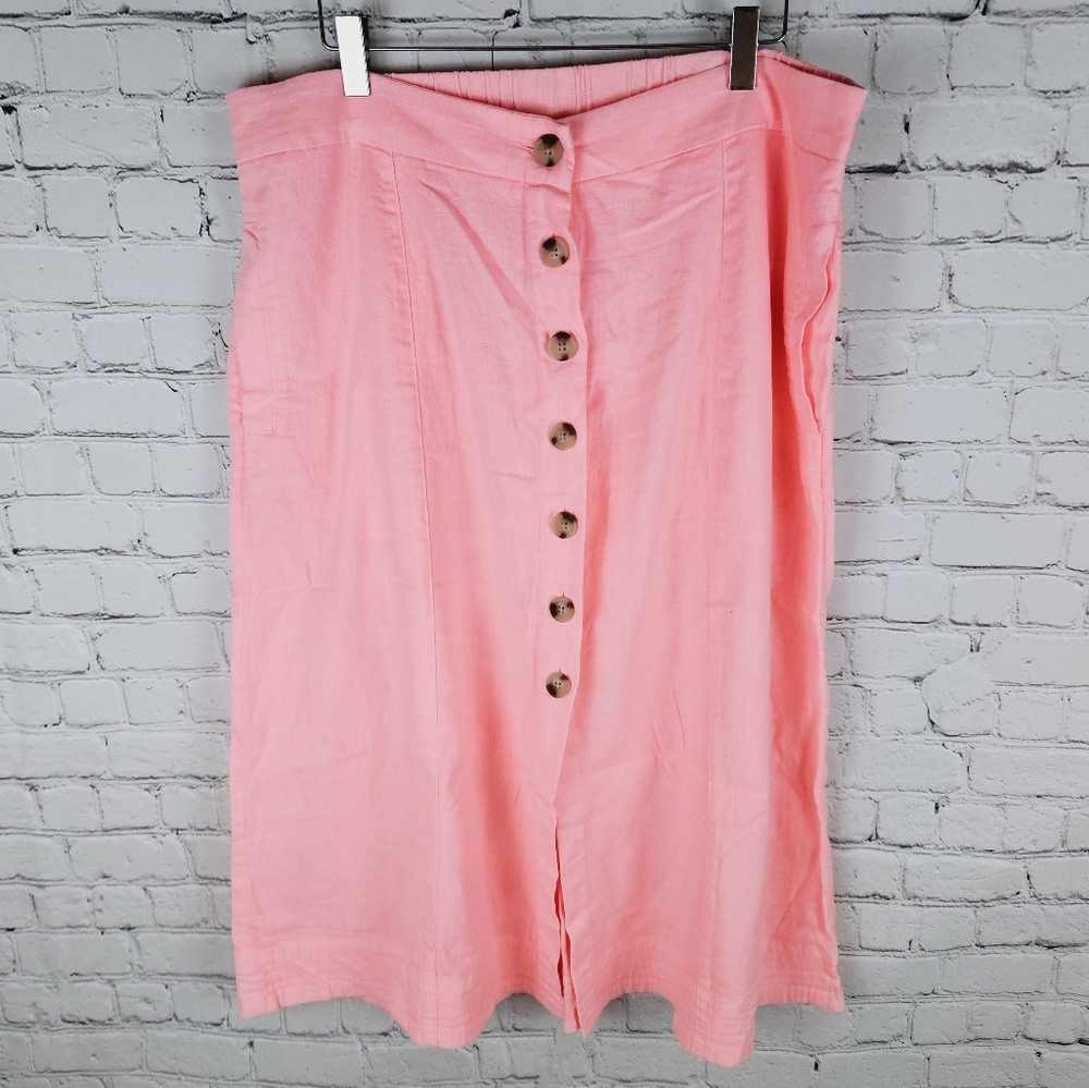 UNIVERSAL THREAD | linen blend long button front pocket shirt